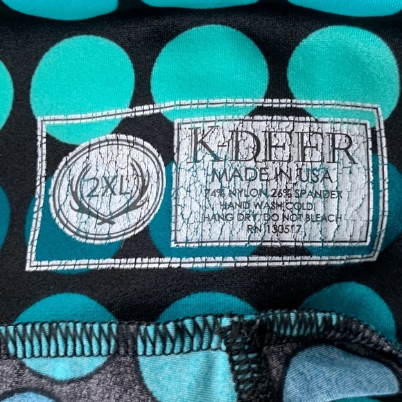 K DEER Women Size 2XL Leggings Capri Cropped Blue Black Polka Dot Printed Pants - Picture 6 of 6